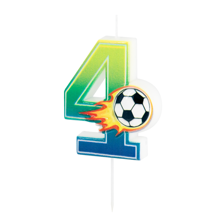 Świeczka na tort Football cyfra 4