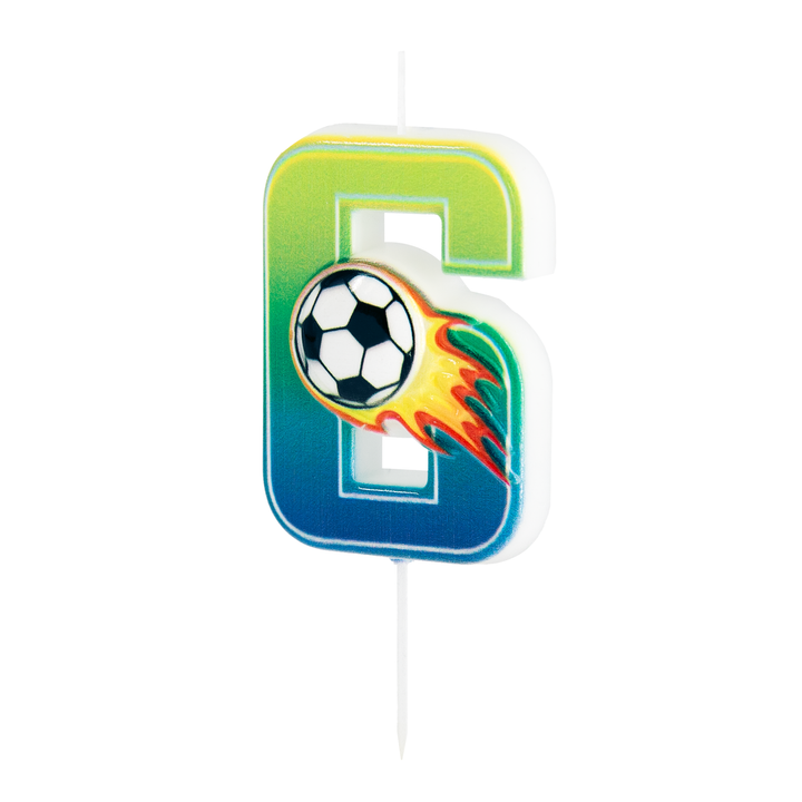 Świeczka na tort Football cyfra 6