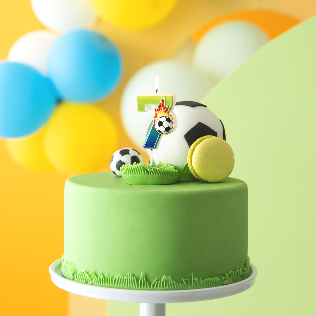 Świeczka na tort Football cyfra 7