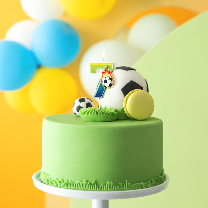 Świeczka na tort Football cyfra 7
