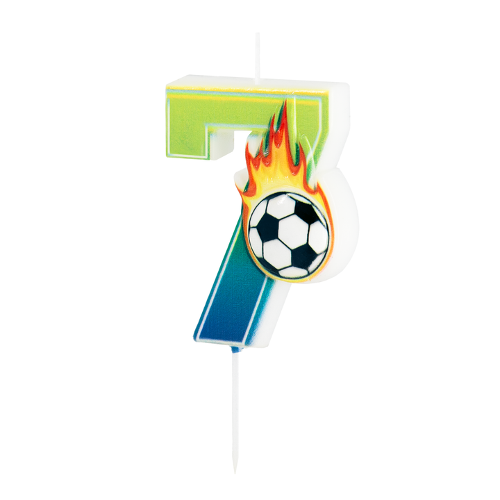 Świeczka na tort Football cyfra 7