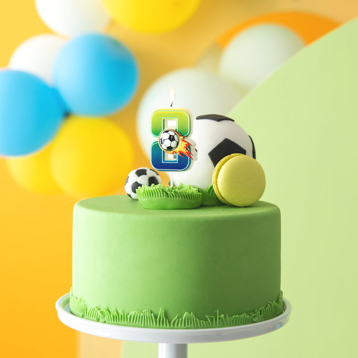 Świeczka na tort Football cyfra 8