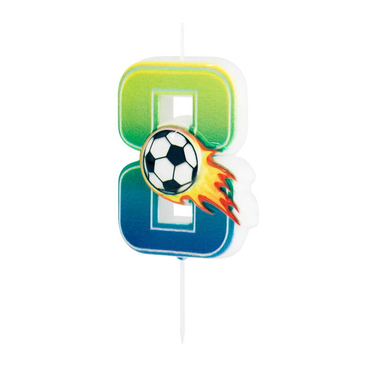 Świeczka na tort Football cyfra 8
