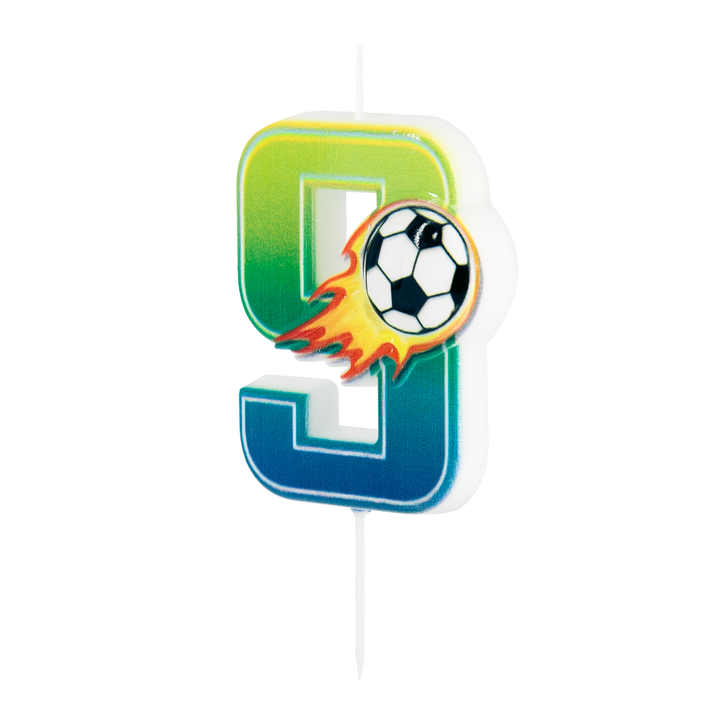 Świeczka na tort Football cyfra 9