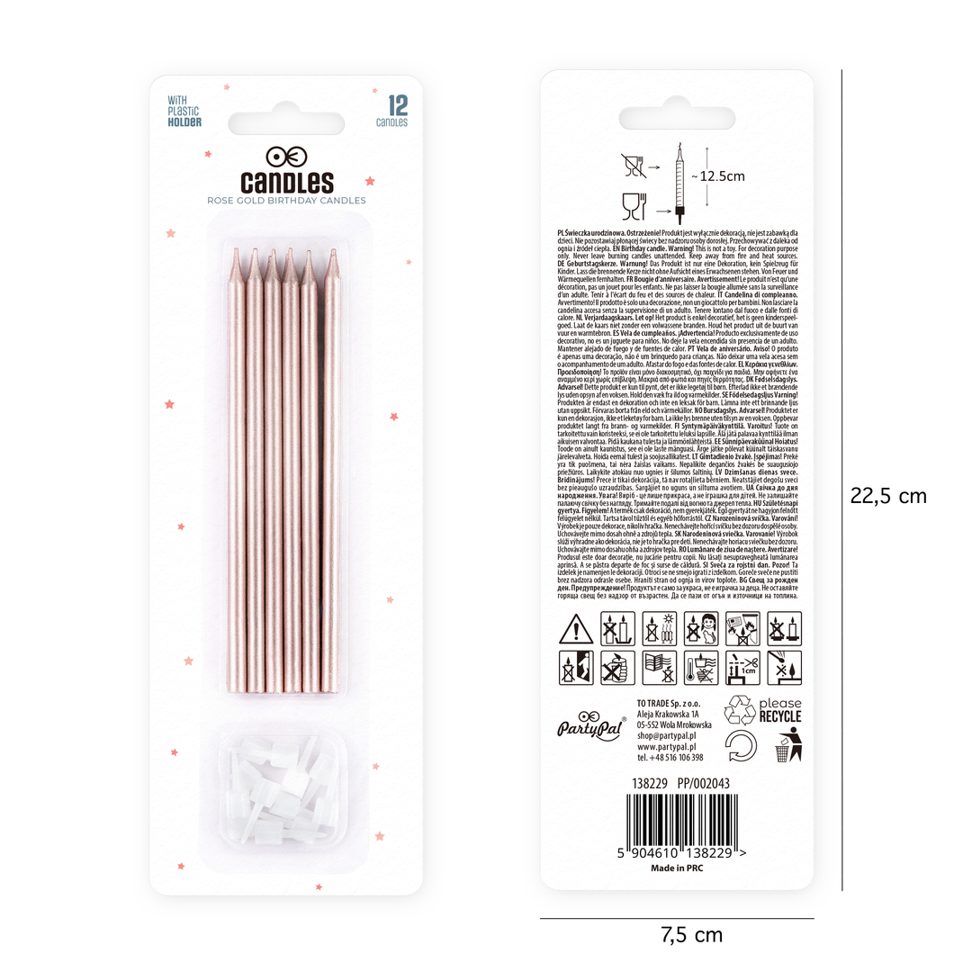 Świeczki urodzinowe rose gold 12szt.