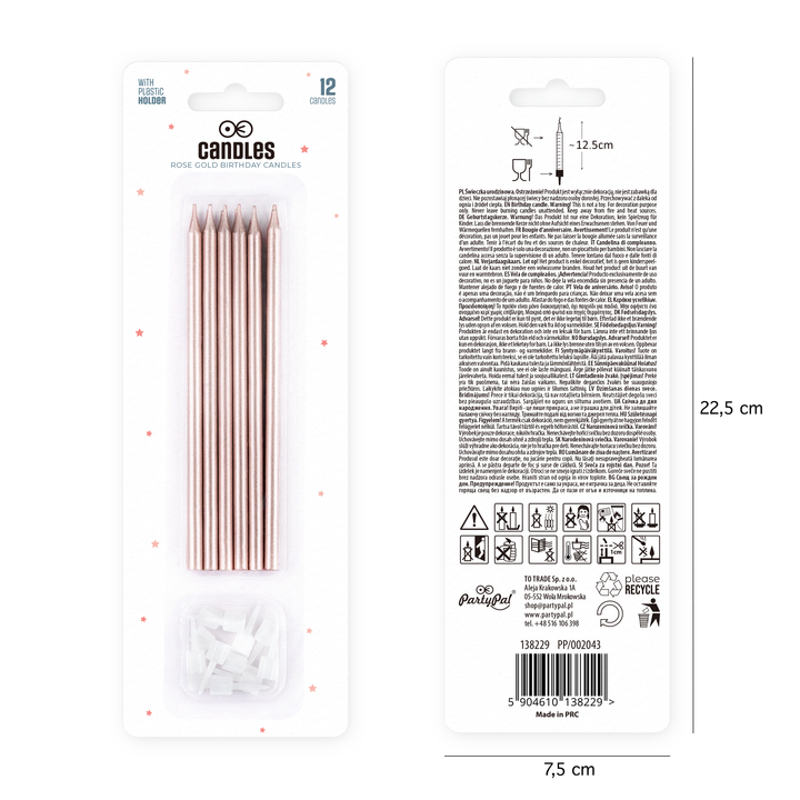 Świeczki urodzinowe rose gold 12szt.