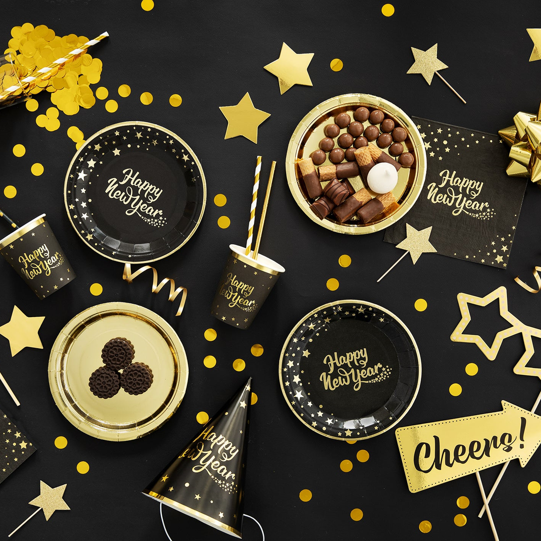 Kubek Happy New Year czarny 220ml 6szt.