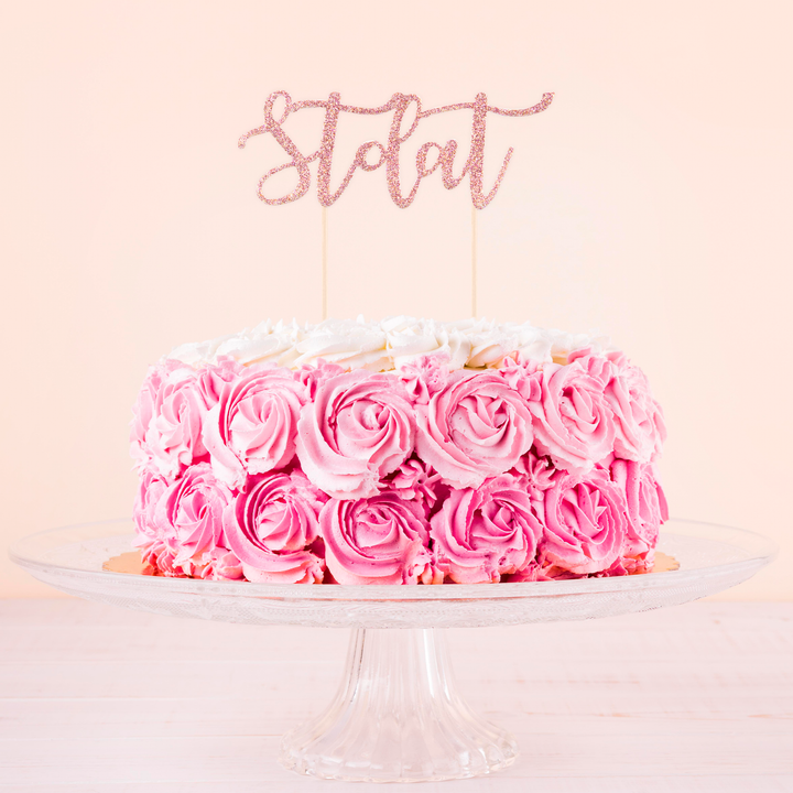 Topper na tort Sto lat brokatowy rose gold 1 szt.
