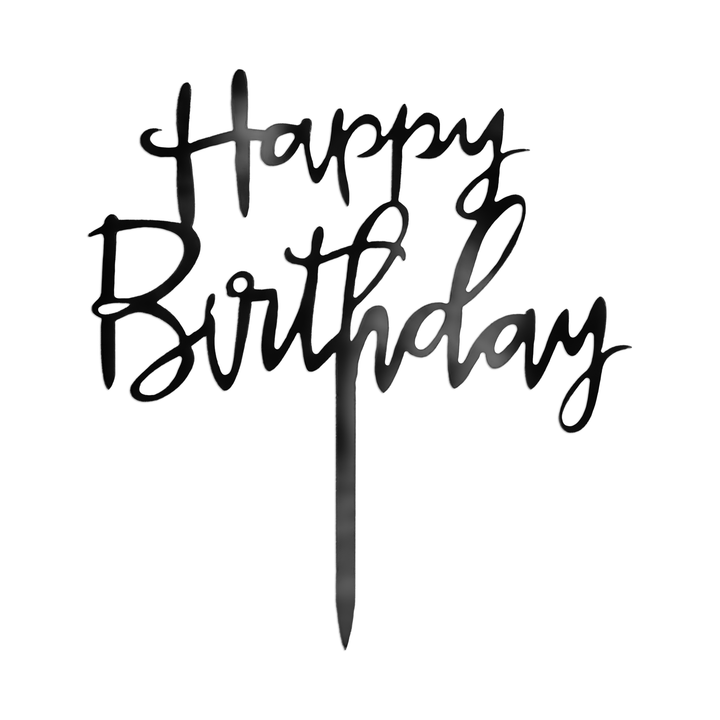Topper na tort Happy Birthday czarny 1szt.