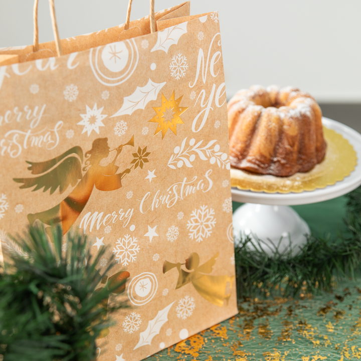 Torebki na prezenty świąteczne Merry Christmas średnie 12szt. mix