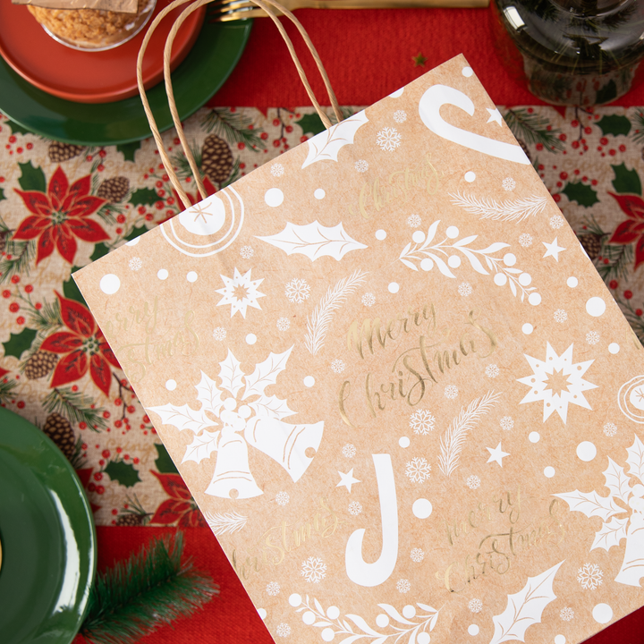 Torebki na prezenty świąteczne Merry Christmas duże 12szt. mix