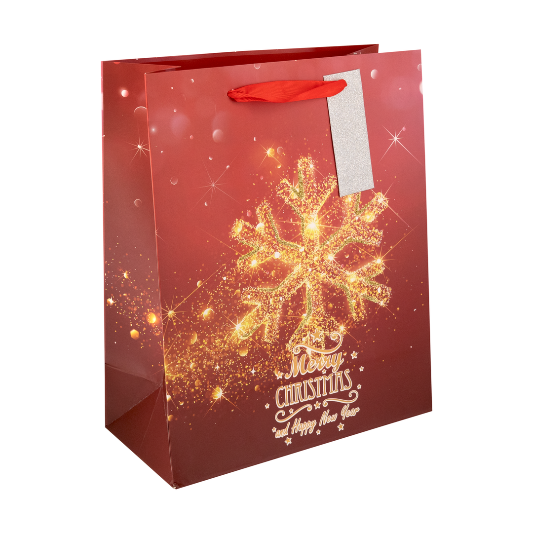Torebki na prezenty Merry Christmas and Happy New Year średnie 12szt. mix