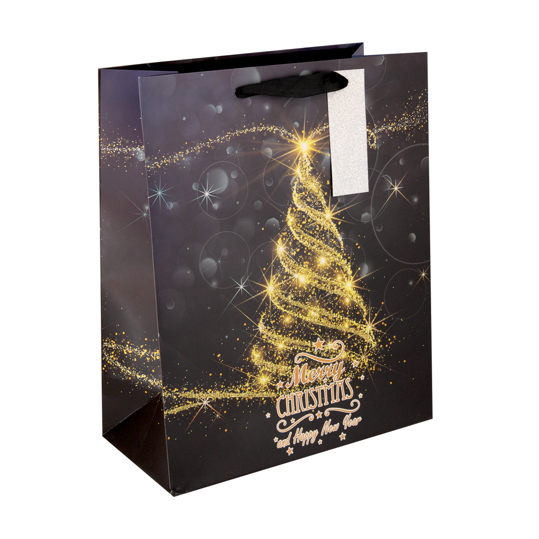 Torebki na prezenty Merry Christmas and Happy New Year średnie 12szt. mix