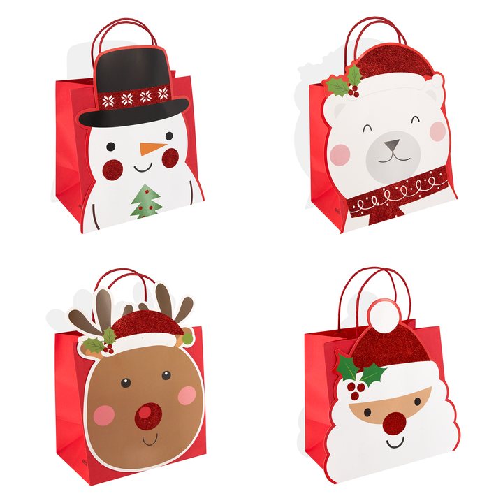 Geschenktüten „Weihnachtshelden“, 12 Stück, gemischt