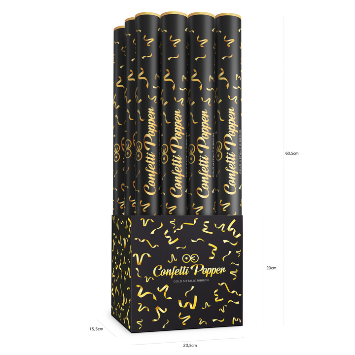 Konfetti serpentynki metaliczne złote 60cm