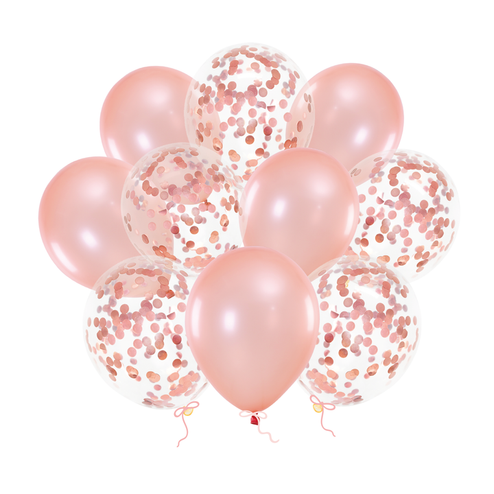 Zestaw balonów rose gold z konfetti 12cali 10szt