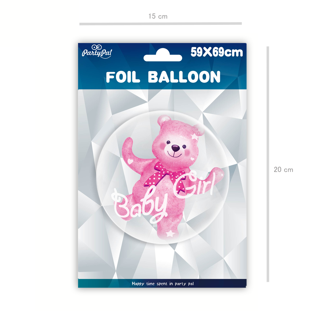 Balon foliowy baby Girl Miś 69x59cm