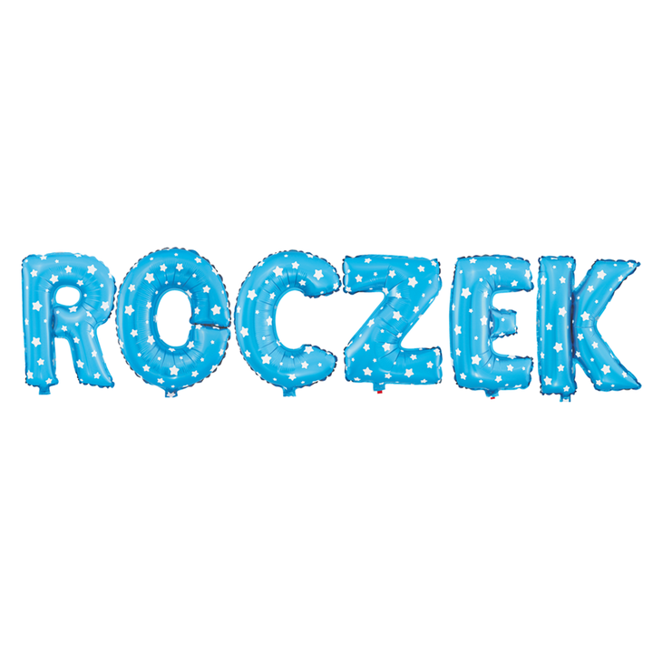 Balon foliowy napis ROCZEK niebieskie w gwiazdki
