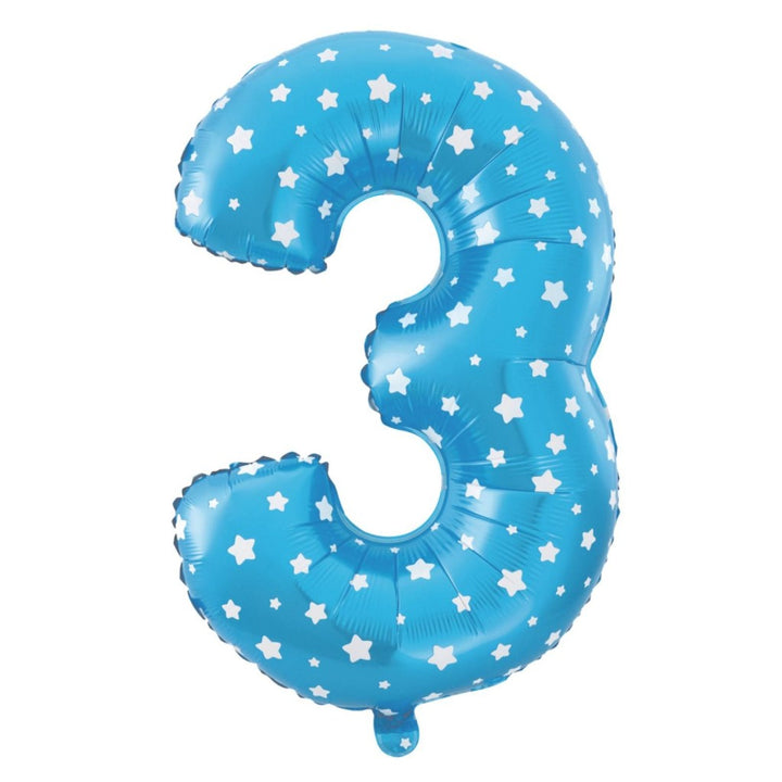 Balon foliowy Gwiazdki cyfra 3 niebieski 40cm
