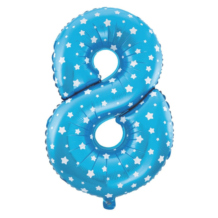 Balon foliowy Gwiazdki cyfra 8 niebieski 100cm