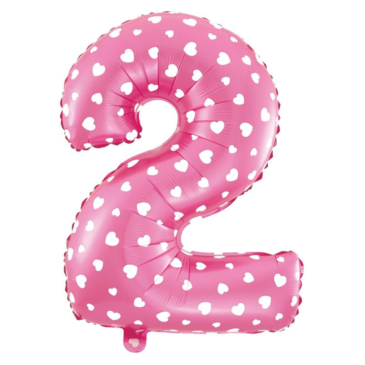 Balon foliowy Serduszka cyfra 2 różowy 40 cm
