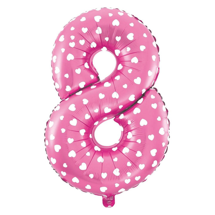 Balon foliowy Serduszka cyfra 8 różowy 40cm N