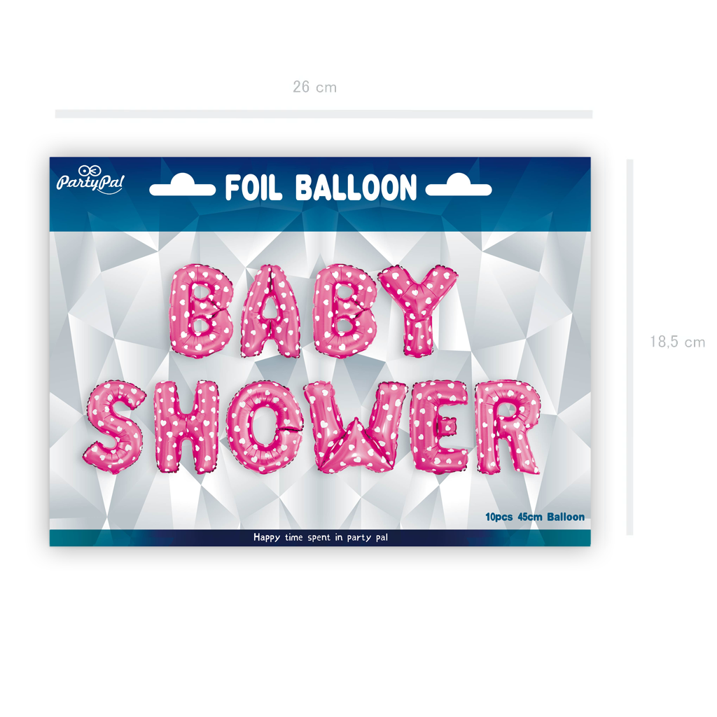 Balon foliowy BABY SHOWER różowe w serca