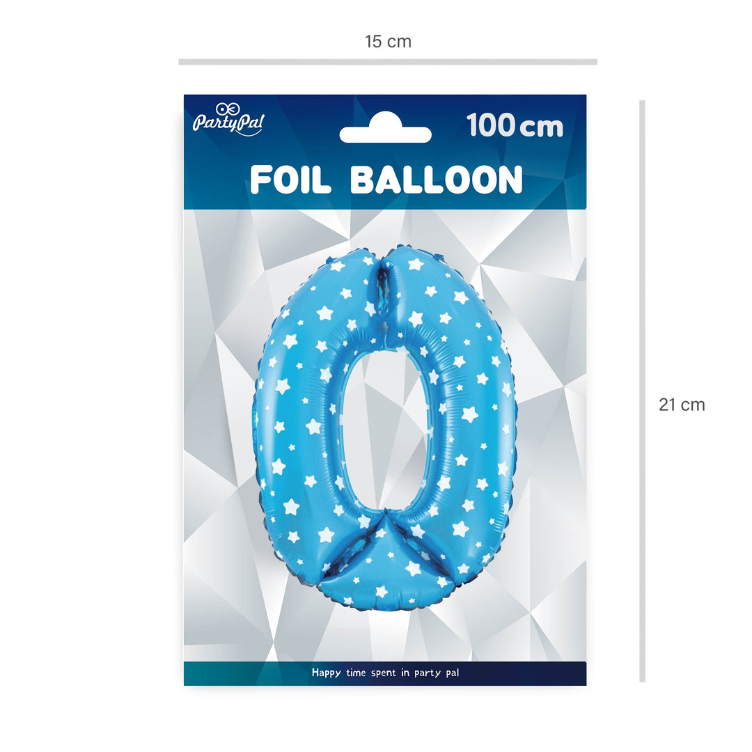 Balon foliowy Gwiazdki cyfra 0 niebieski 100cm
