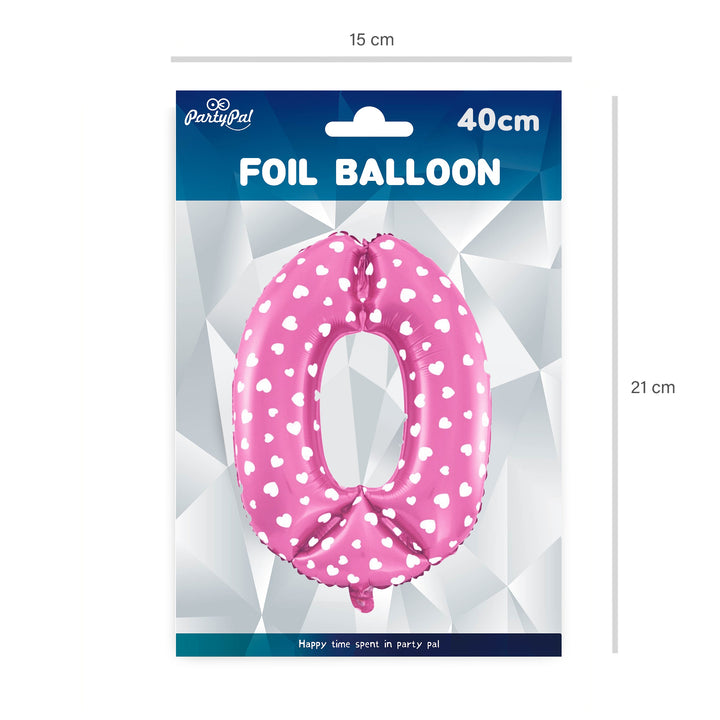 Balon foliowy Serduszka cyfra 0 różowy 40cm N