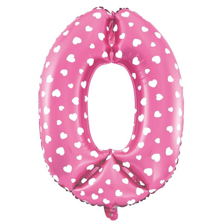 Balon foliowy Serduszka cyfra 0 różowy 40cm N
