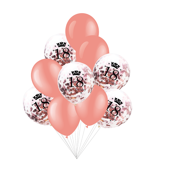 Zestaw balonów 18 urodziny z konfetti rose gold 12cali