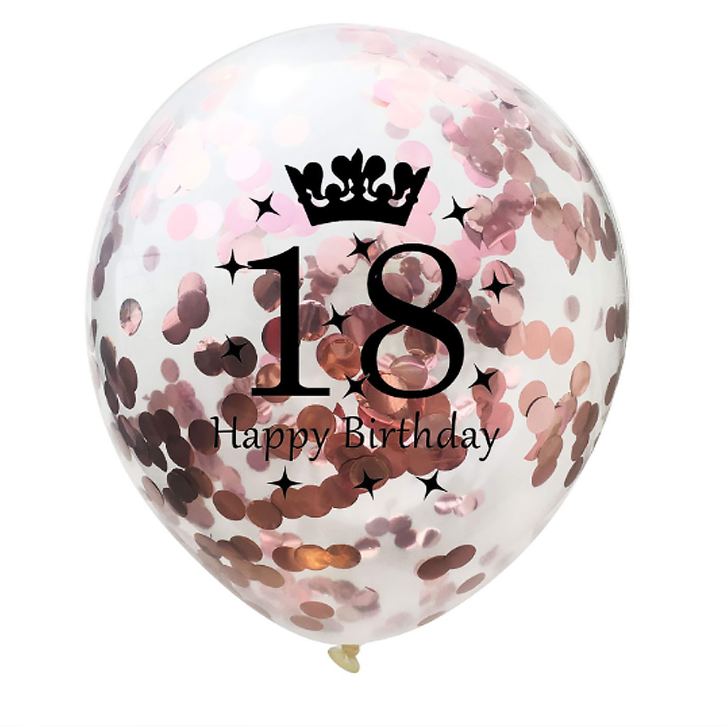 Zestaw balonów 18 urodziny z konfetti rose gold 12cali