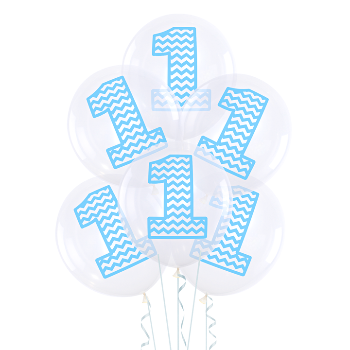 Balony transparentne 12cali z nadrukiem jedynką dla chłopca 100szt