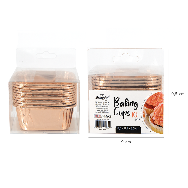 Foremki do pieczenia kwadratowe rose gold 10szt.