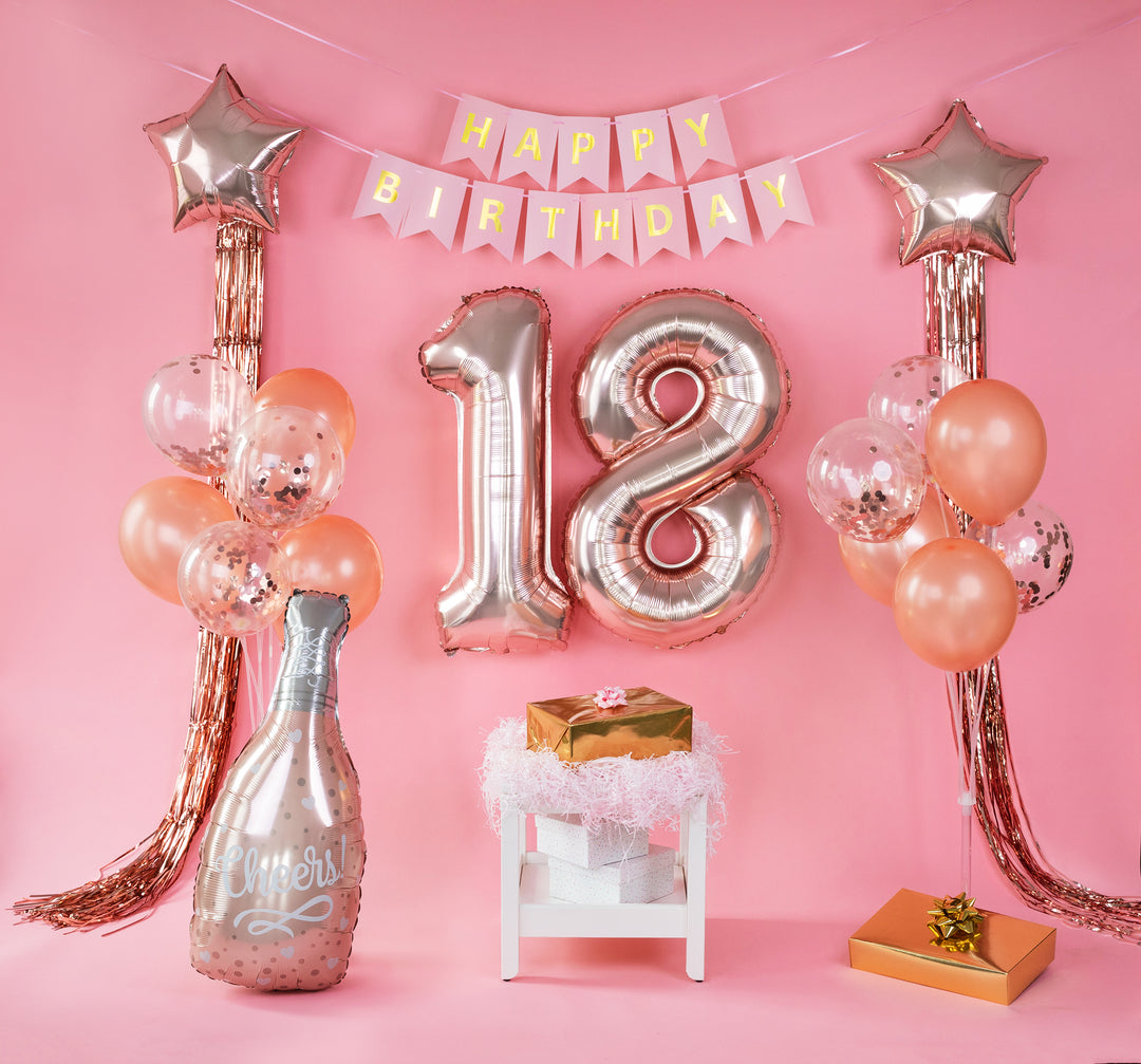 Baner urodzinowy happy birthday różowy