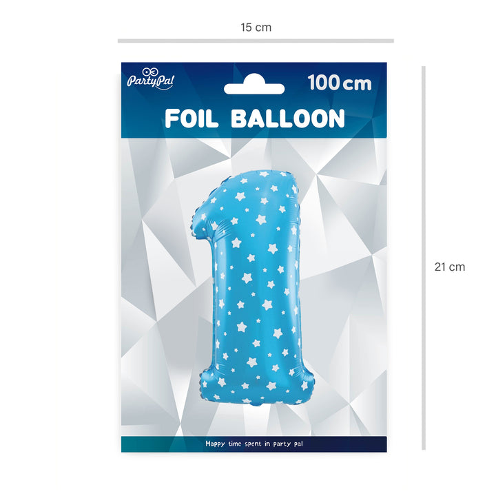 Balon foliowy Gwiazdki cyfra 1 niebieski 100cm