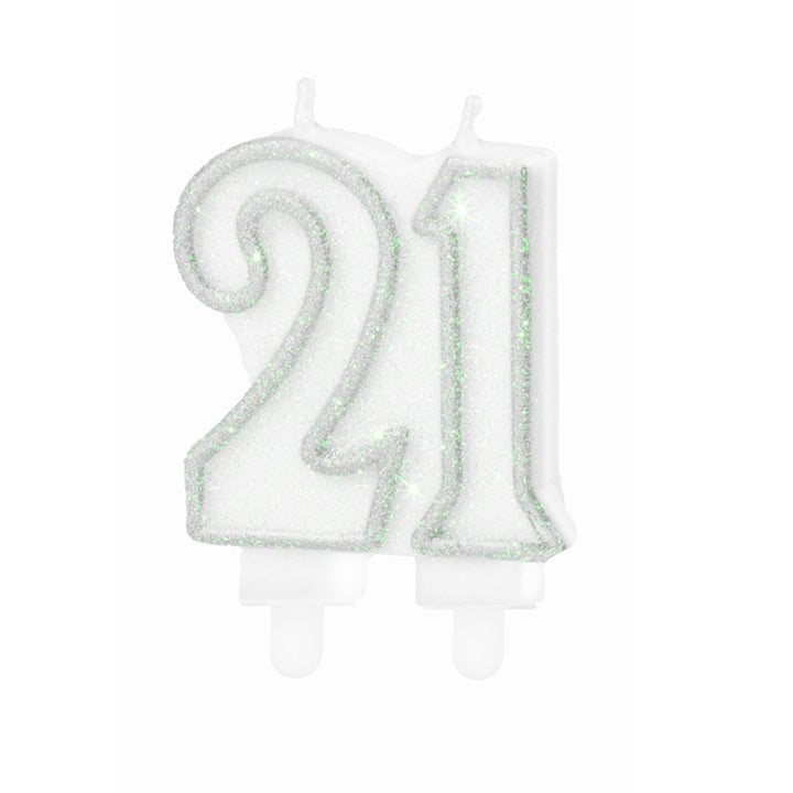 Świeczka cyfra srebrna 21