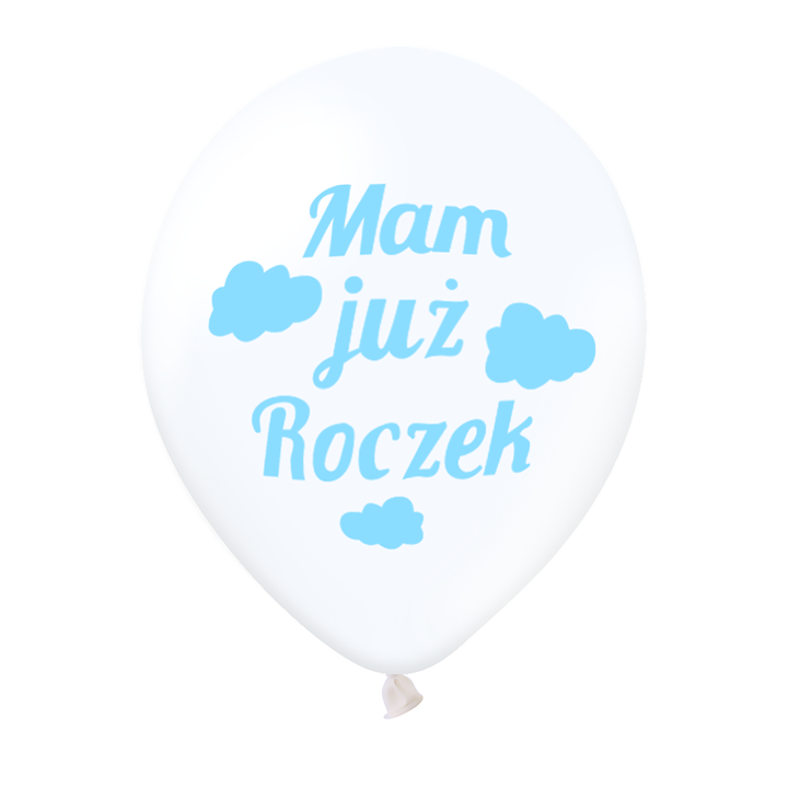 Balony 12cali przezroczyste Mam już roczek niebieski 100szt