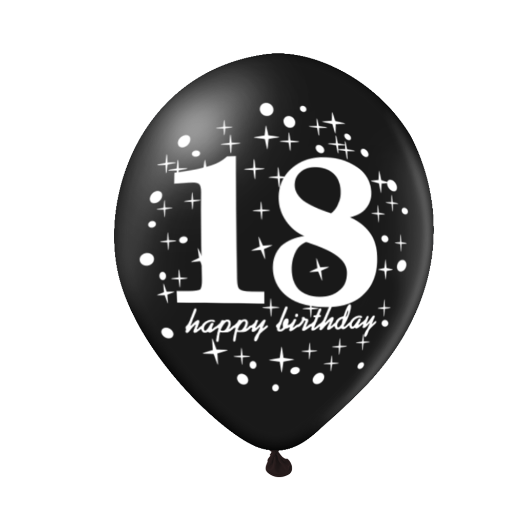 Zestaw balonów 18 urodziny z konfetti 12 cali 6szt.