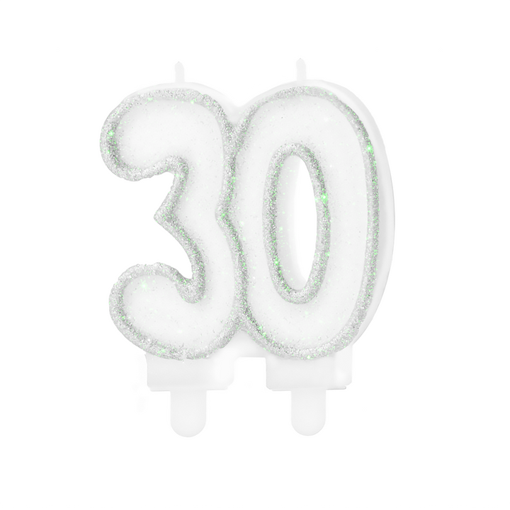 Świeczka cyfra srebrna 30