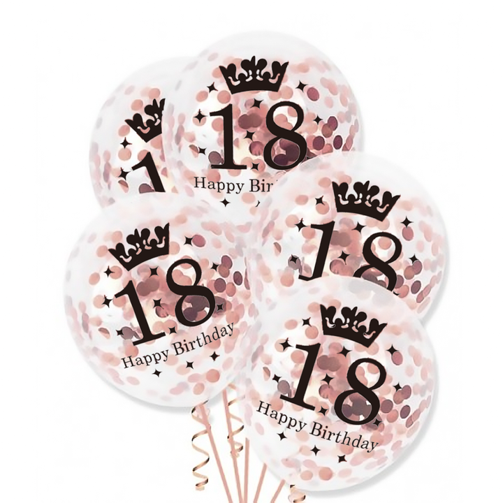 Balony z konfetti rose gold 18 urodziny 12cali 100szt