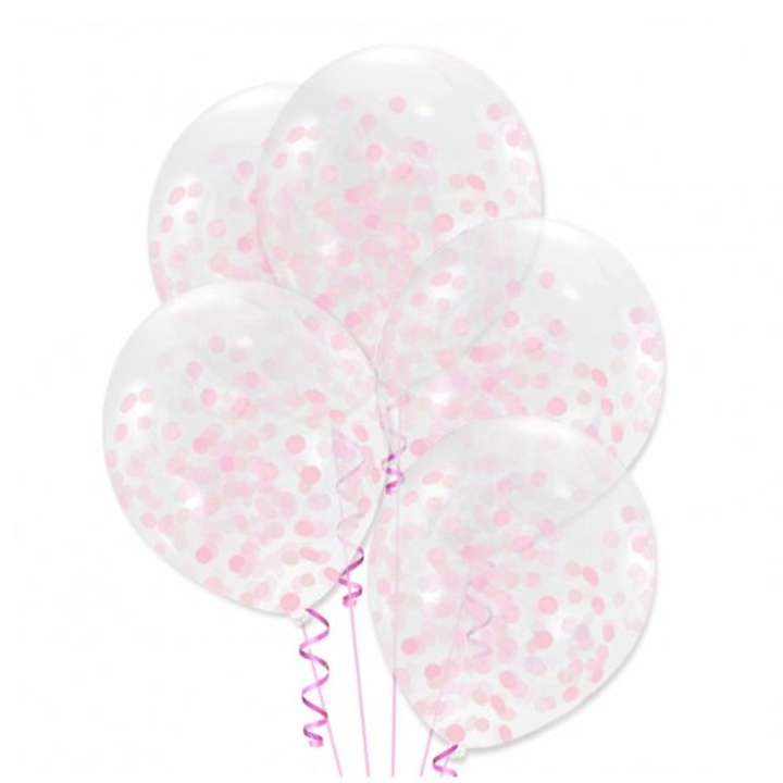 Balony z konfetti różowe 12cali 100szt