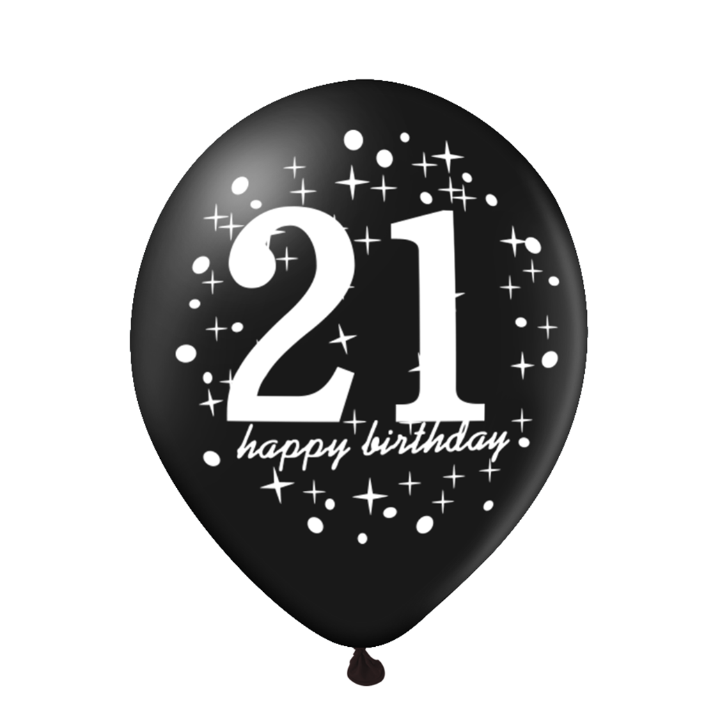 Zestaw balonów 21 urodziny z konfetti 12 cali 6szt