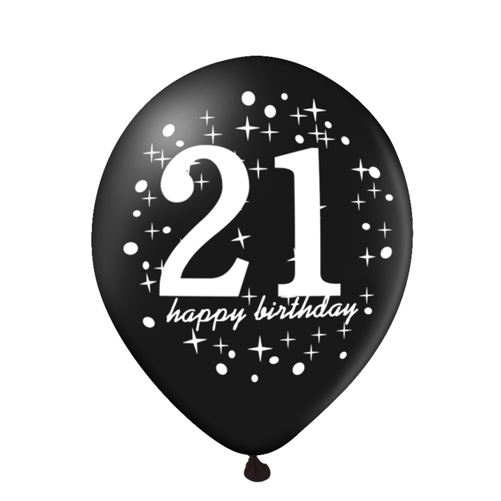 Zestaw balonów 21 urodziny z konfetti 12 cali 6szt