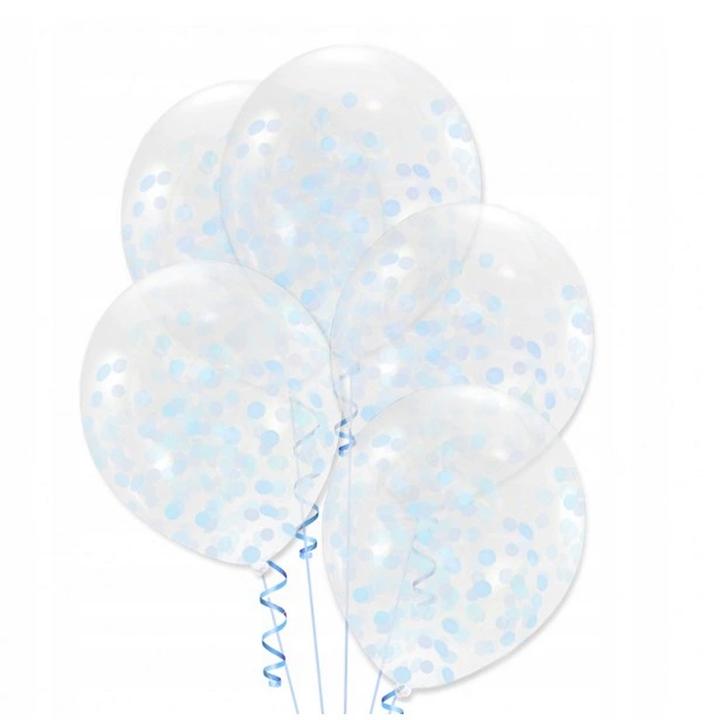 Balony z konfetti niebieskie 12cali 100szt