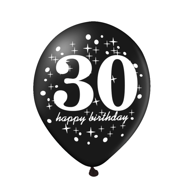 Zestaw balonów 30 urodziny z konfetti 12 cali 6szt.