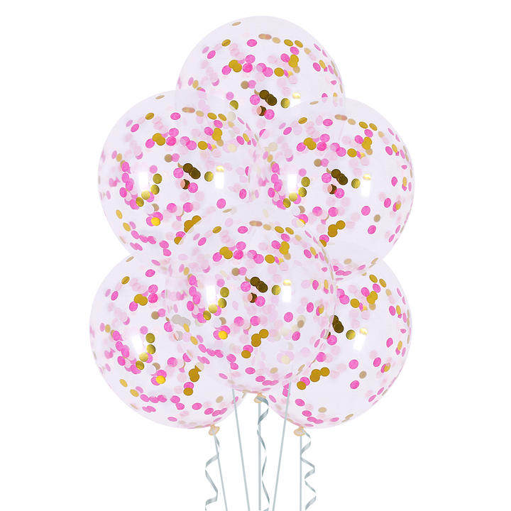 Balony z konfetti różowo-złotym 12cali 4szt.
