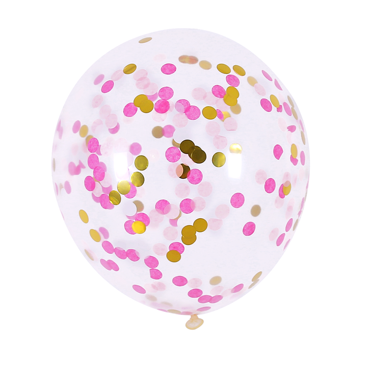 Balony z konfetti różowo-złotym 12cali 4szt.
