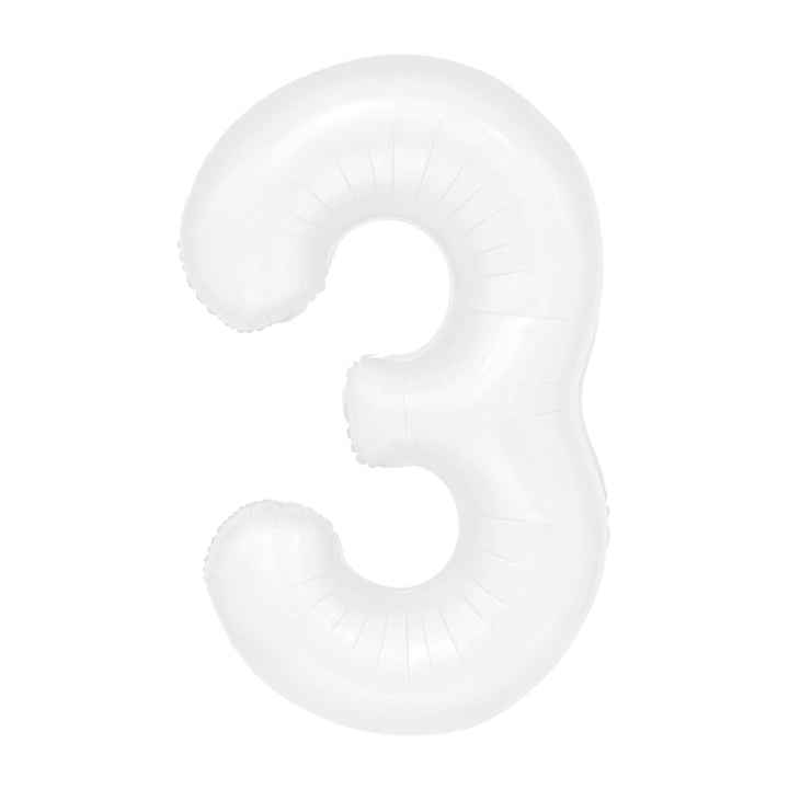 Balon foliowy cyfra 3 biały 100cm - OUTLET