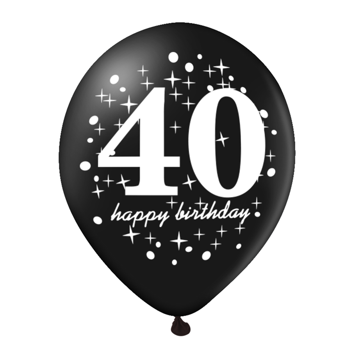 Zestaw balonów 40 urodziny z konfetti 12cali 6szt.